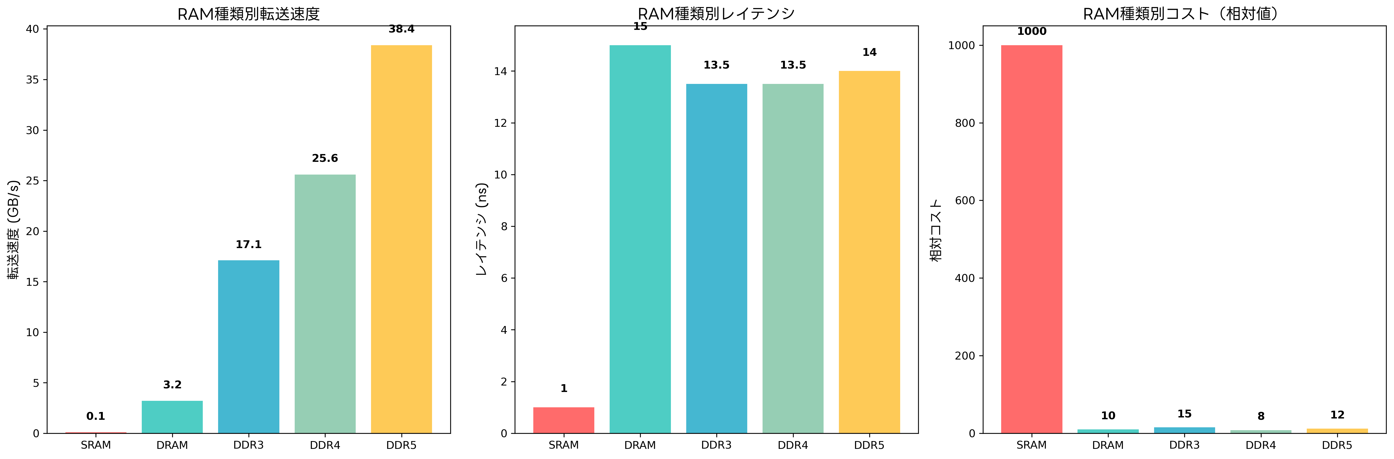 RAMの種類別性能比較